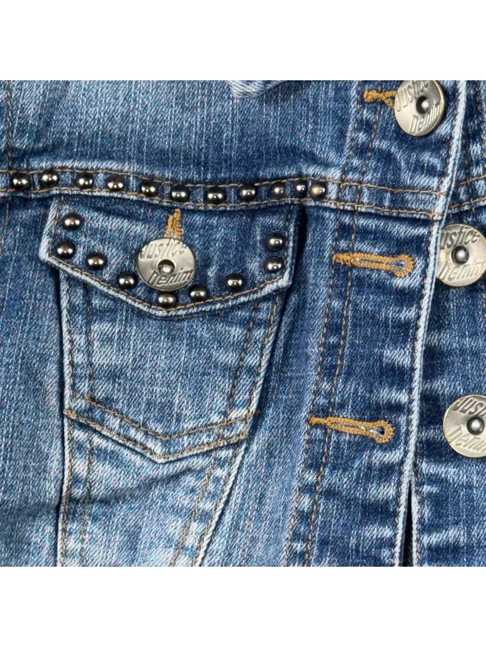 Justice Girls Size 6/7 Studded Cropped Denim Jacket